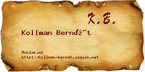 Kollman Bernát névjegykártya